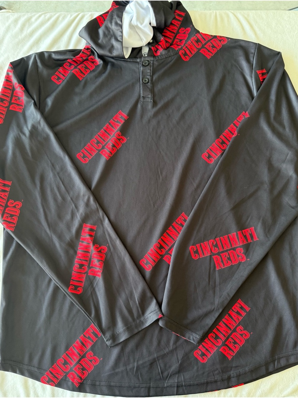 Genuine Merchandise Black Hoodie with Red Cincinnati Reds Logos